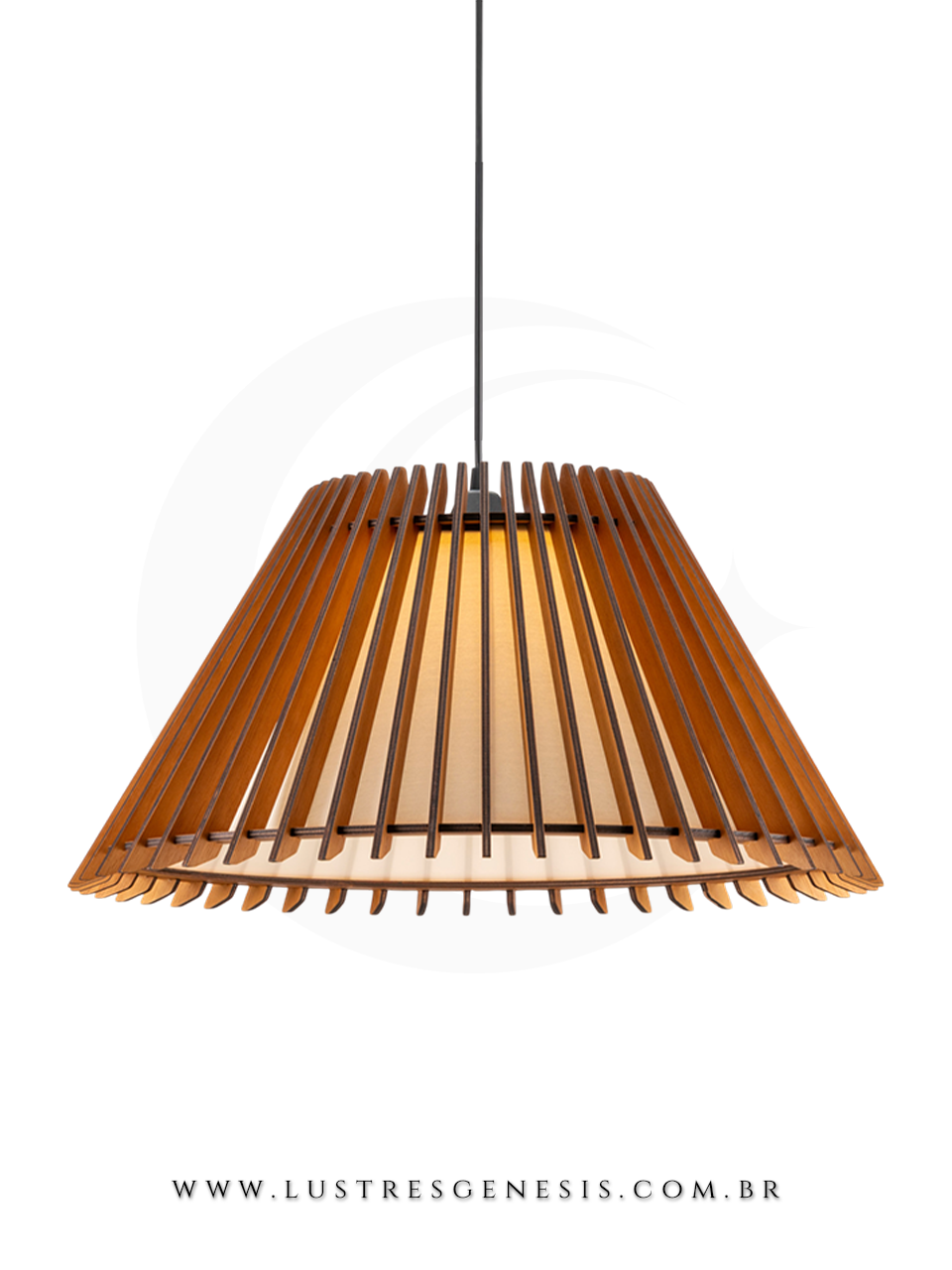 Luminaria Pendente de Madeira LMC648 E27 Ø60cm, Mesa Area Gourmet, Balcao de cozinha, Sala de Jantar, Cozinha